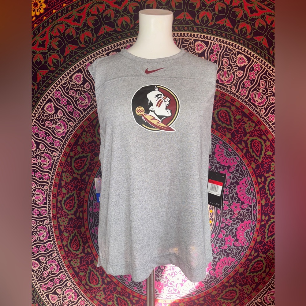 Nike Dri Fit Florida State Seminoles Gray Muscle Tank Top Women’s Size Large